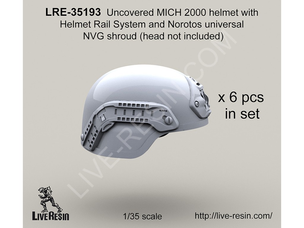 LRE35193 Uncovered MICH 2000 helmet with Helmet Rail System and Norotos universal NVG shroud LRE35193 Uncovered MICH 2000 helmet with Helmet Rail System and Norotos universal NVG shroud