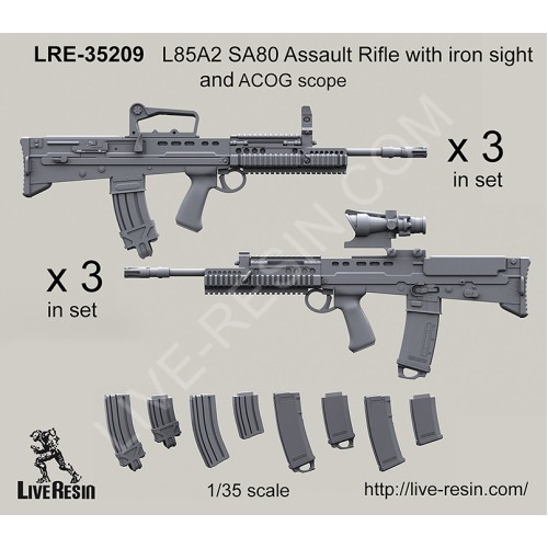 LRE35209 L85A2 SA80 Assault Rifle with iron sight and ACOG scope