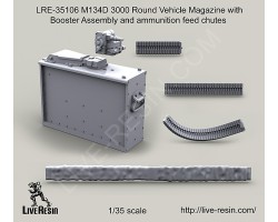 LRE35106 M134D 3000 Round Vehicle Magazine with Booster Assembly and ammunition feed chutes
